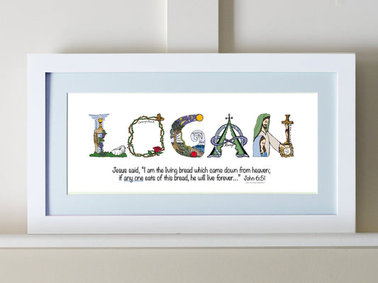First Communion Personalized Name Art - Matted or Framed Print